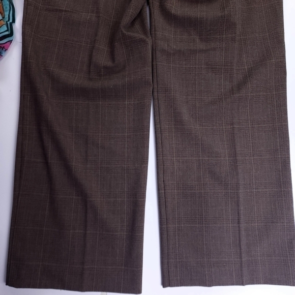New JM Collection Brown Plaid Wide Leg Business Slacks Sz 14 - Picture 10 of 10